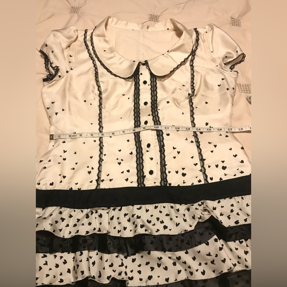 Bebe White & Black Short Sleeve Mini Flirty Dress in sz L. Like new. - Picture 10 of 16
